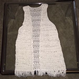 Long crocheted fringe vest
